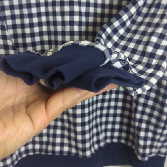 Draper James Natalie Gingham Blue & White Sweatshirt Women's Size Medium - Picture 5 of 10